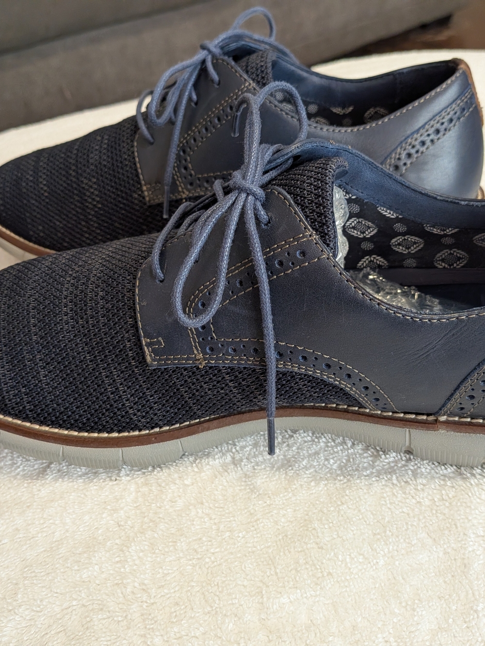 Johnston & Murphy Men's 9.5M Navy Mesh Leather Oxford Dress Casual - Picture 5 of 8